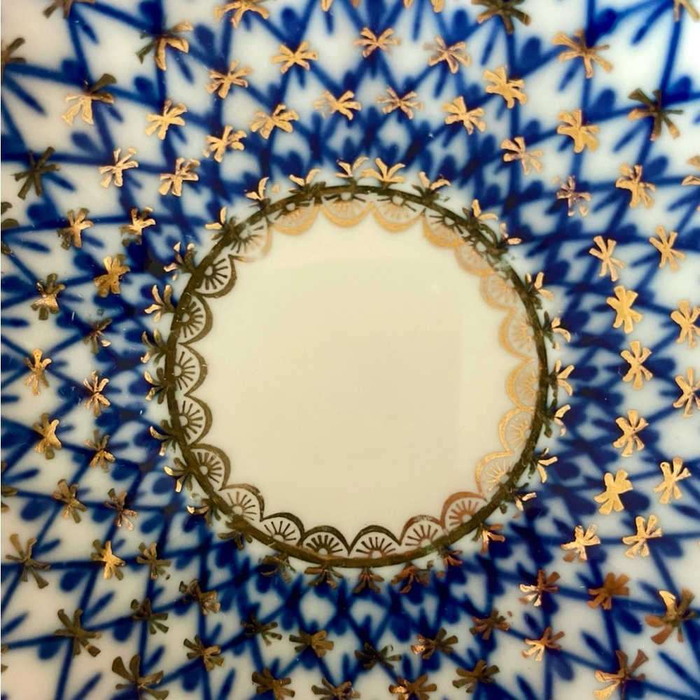 Cobalt Net Blue and Gold Ceramic Plate